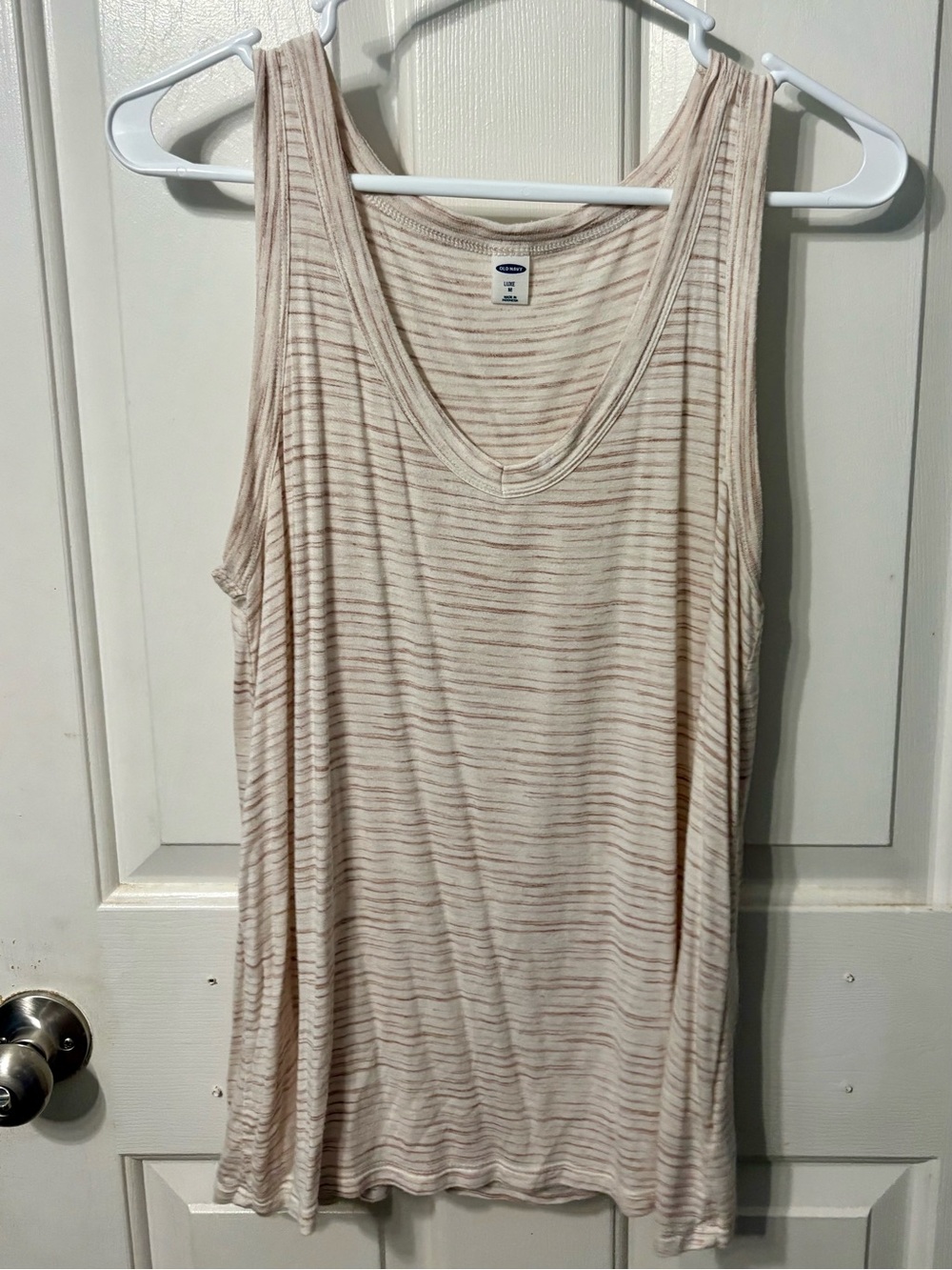 Old Navy Cream and Tan Striped Tank Top